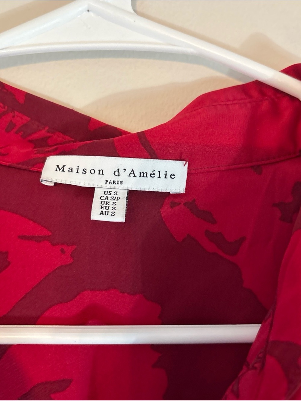 Talbots Red Floral Print Button-Up Blouse - Picture 2 of 6